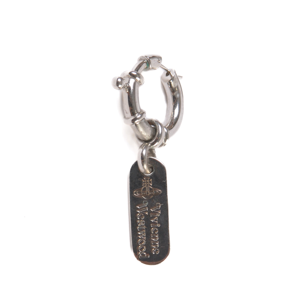 Vivienne Westwood Platinum Tagged Hoop Earings
