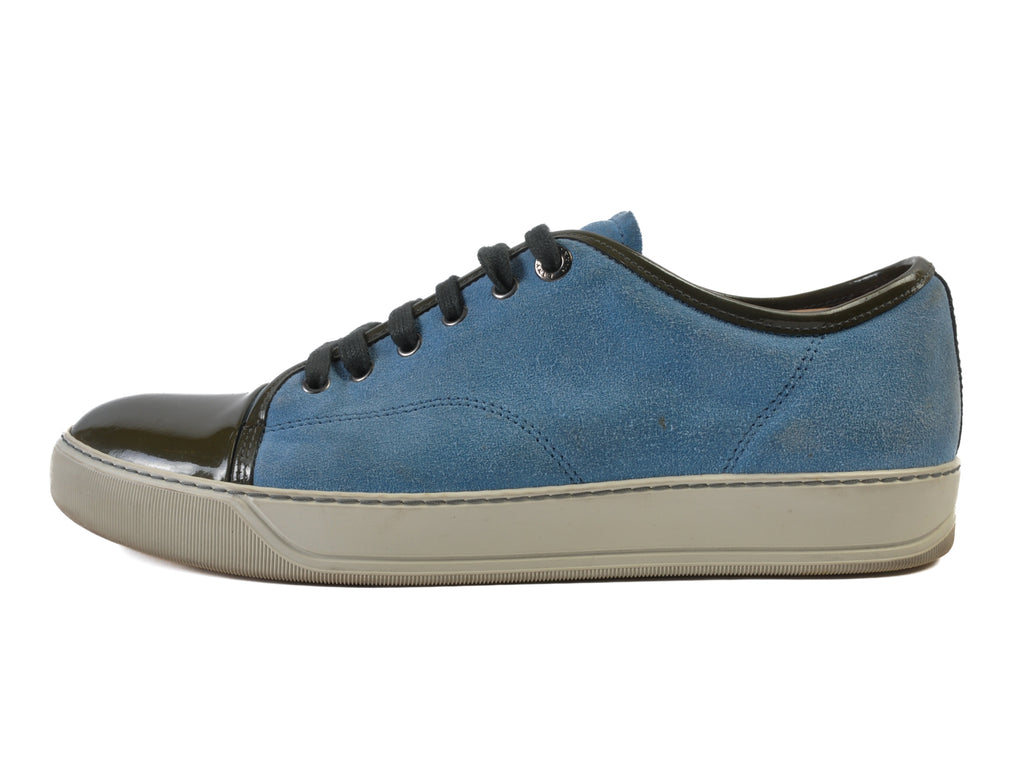 Lanvin Light Blue Suede Cap Toe Sneakers