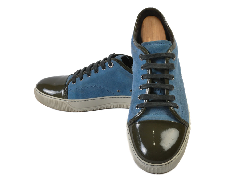Lanvin Light Blue Suede Cap Toe Sneakers