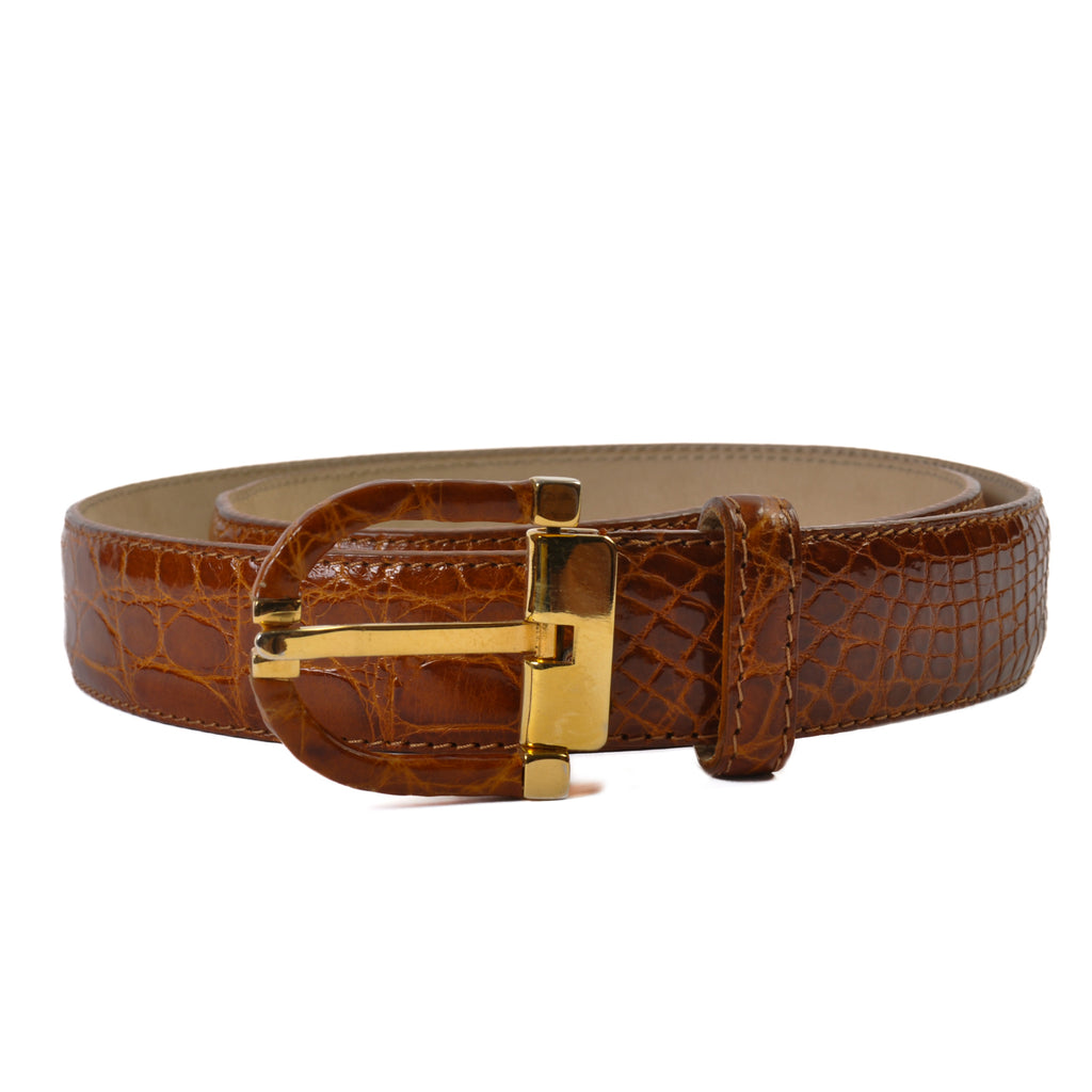 Marforio Venezia Brown Crocodile Leather Belt