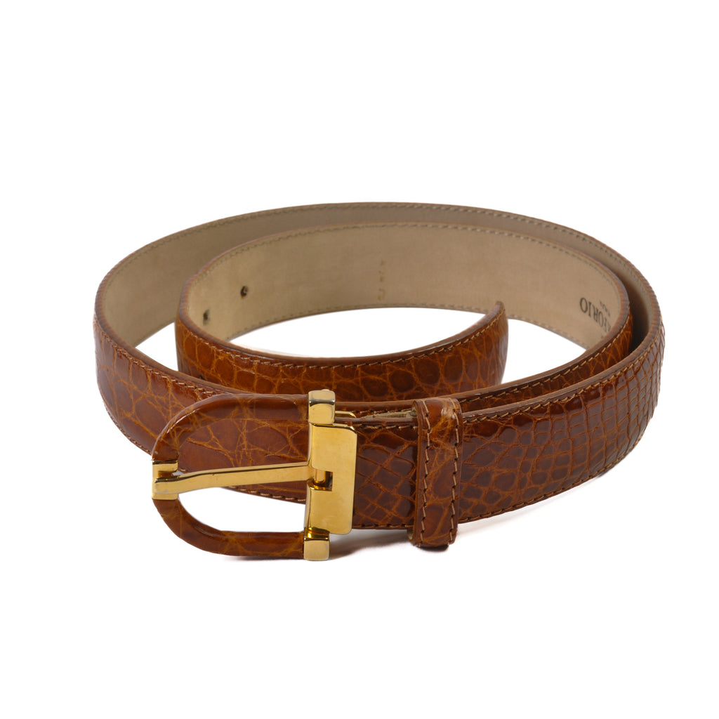 Marforio Venezia Brown Crocodile Leather Belt