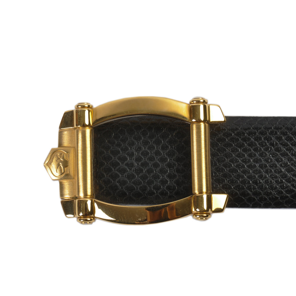Charriol Paris Black Textured Leather Belt
