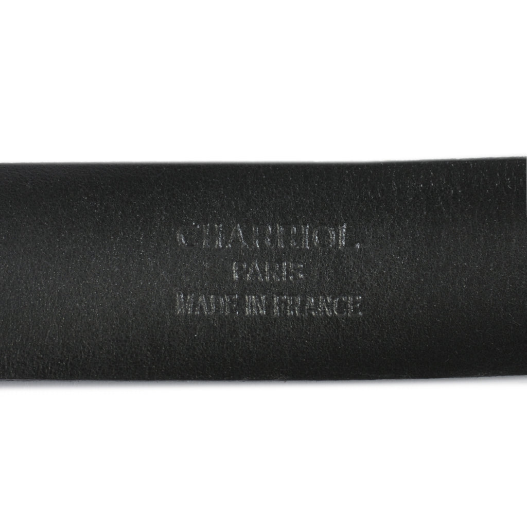 Charriol Paris Black Textured Leather Belt