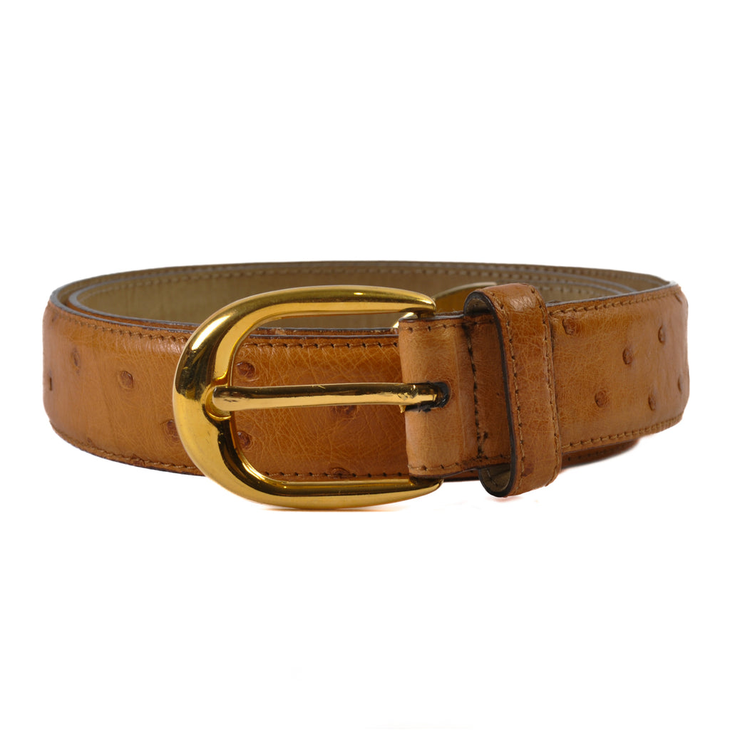 Brioni Brown Ostrich Leather Belt
