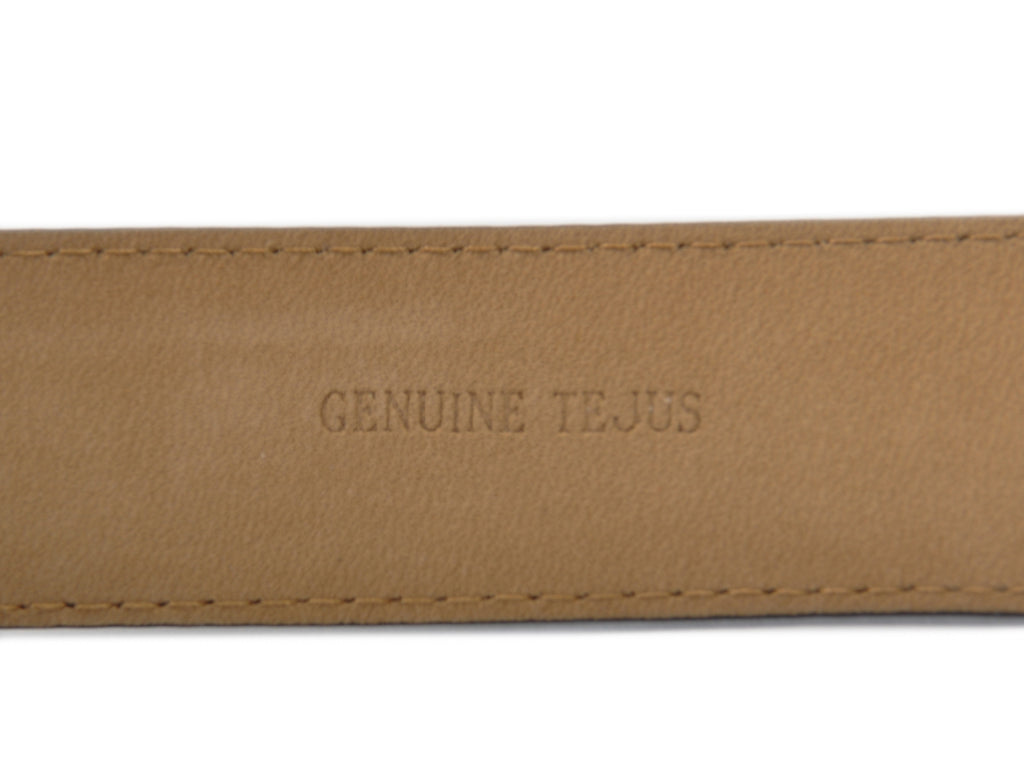 Bally Navy Blue Tejus Lizard Leather Belt