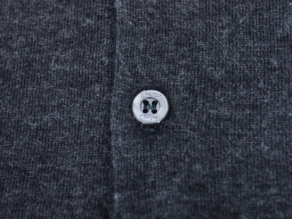 Brioni Dark Grey Silk Cashmere Collared Knit