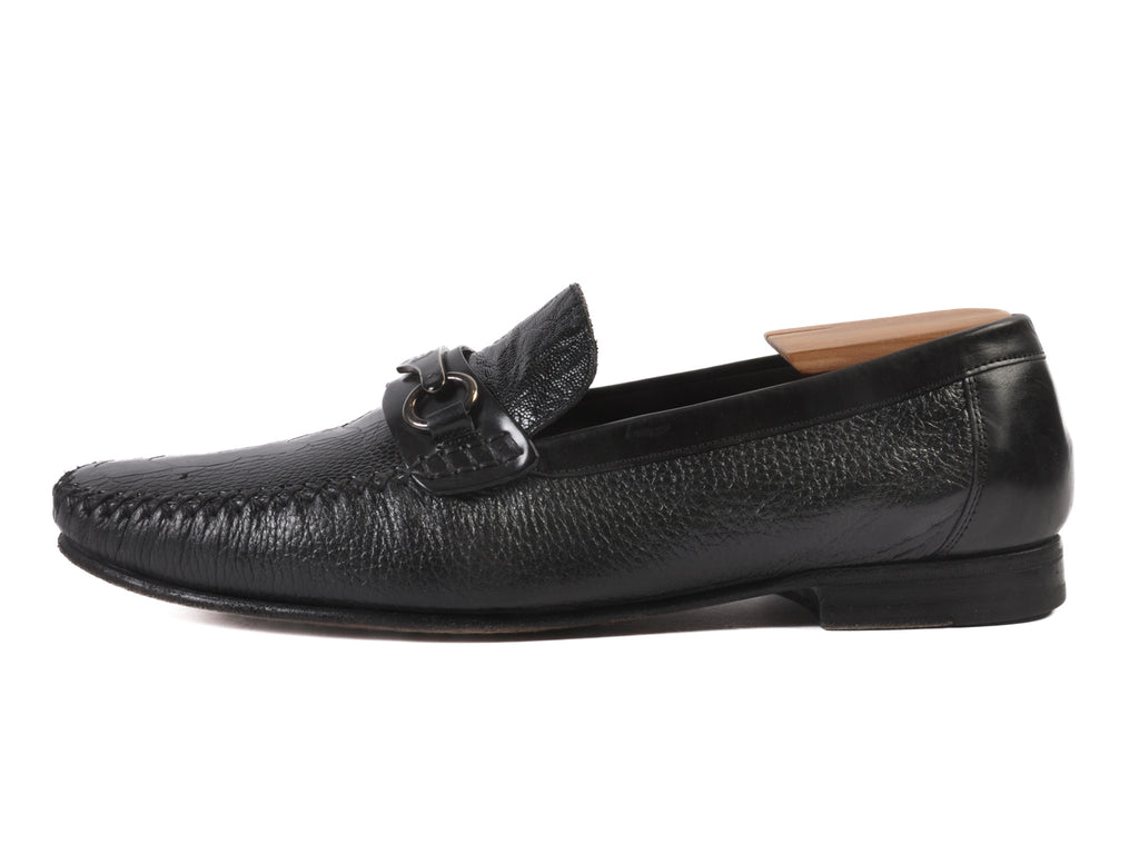 Mezlan Black Ostrich Loafers