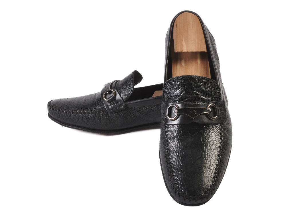 Mezlan Black Ostrich Loafers