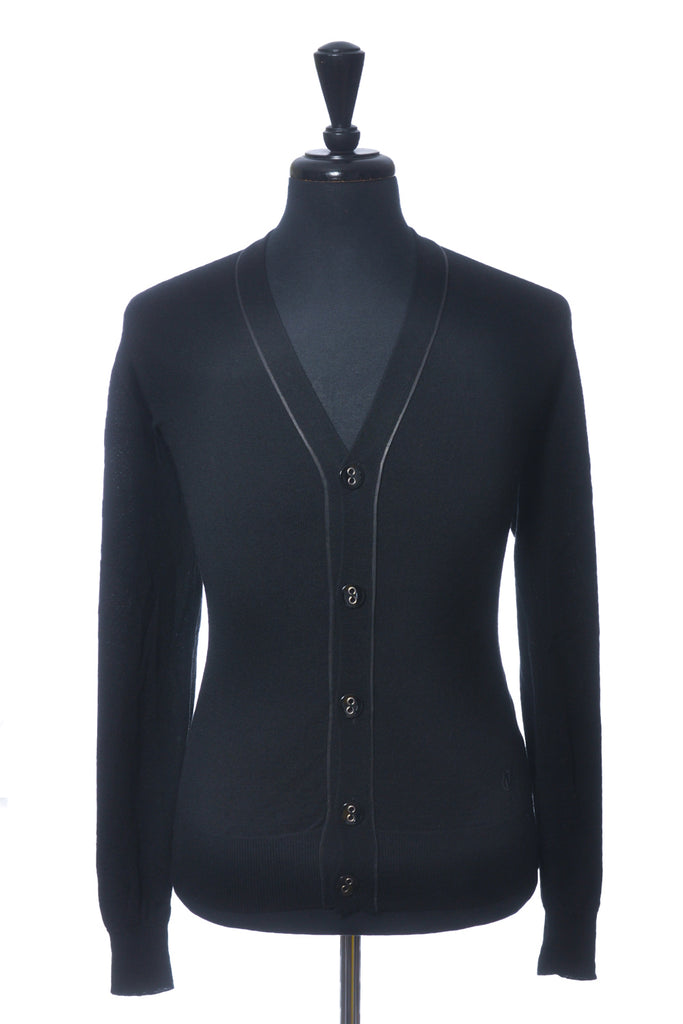 Versace Collection Black Merino Wool Cardigan Sweater