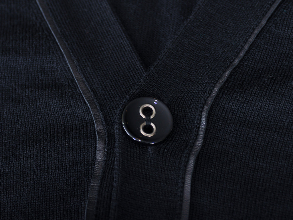 Versace Collection Black Merino Wool Cardigan Sweater