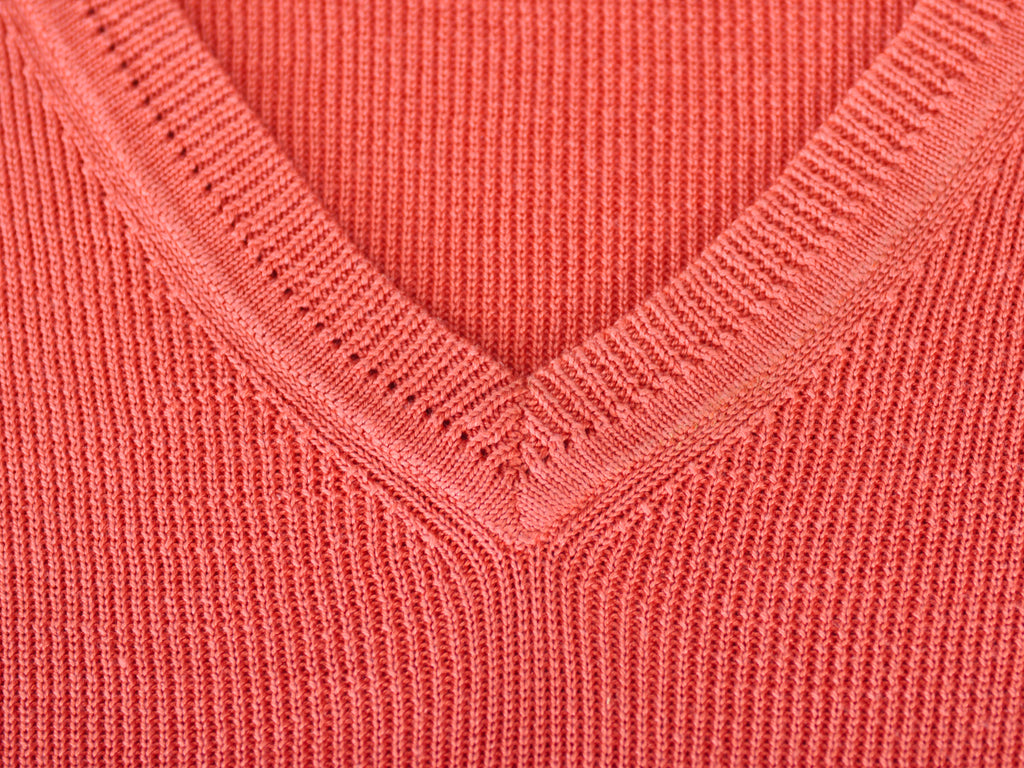 Barry Bricken Coral Silk V-Neck Sweater