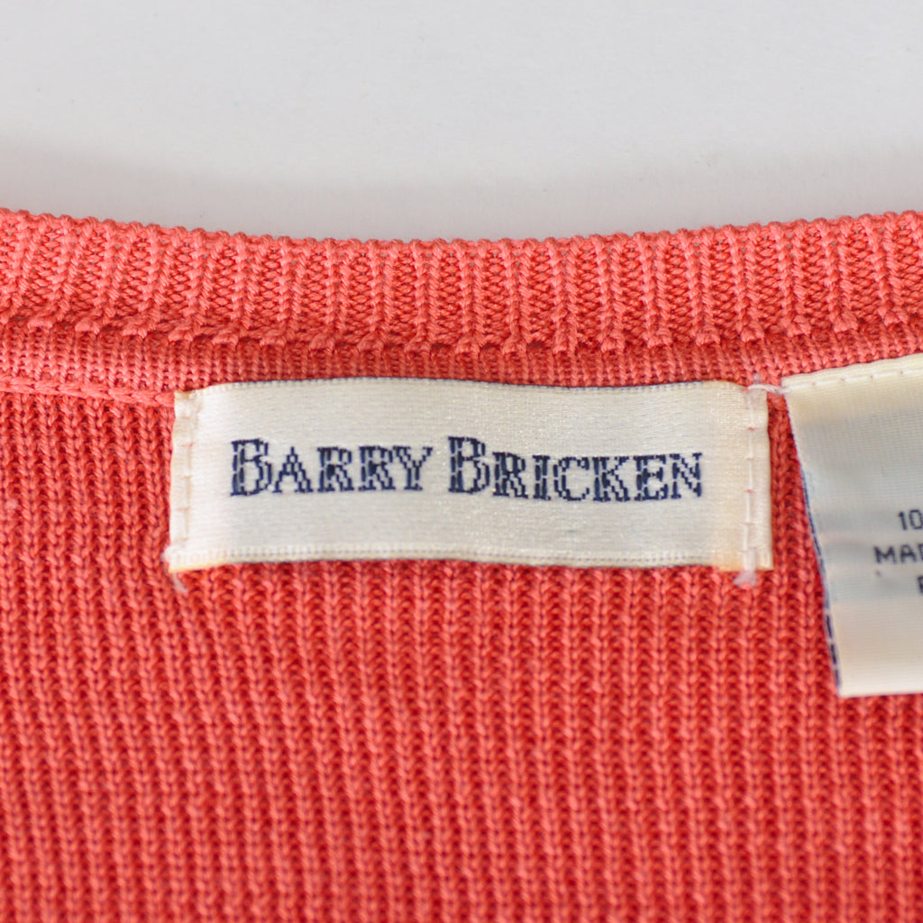 Barry Bricken Coral Silk V-Neck Sweater