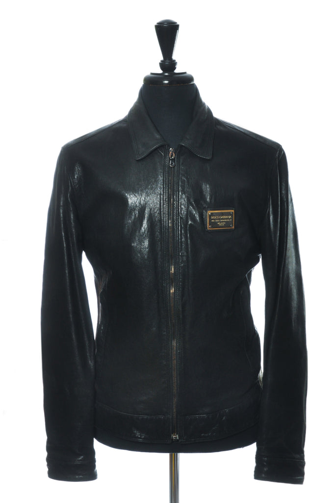 Dolce & Gabbana Black Lambskin Leather Jacket