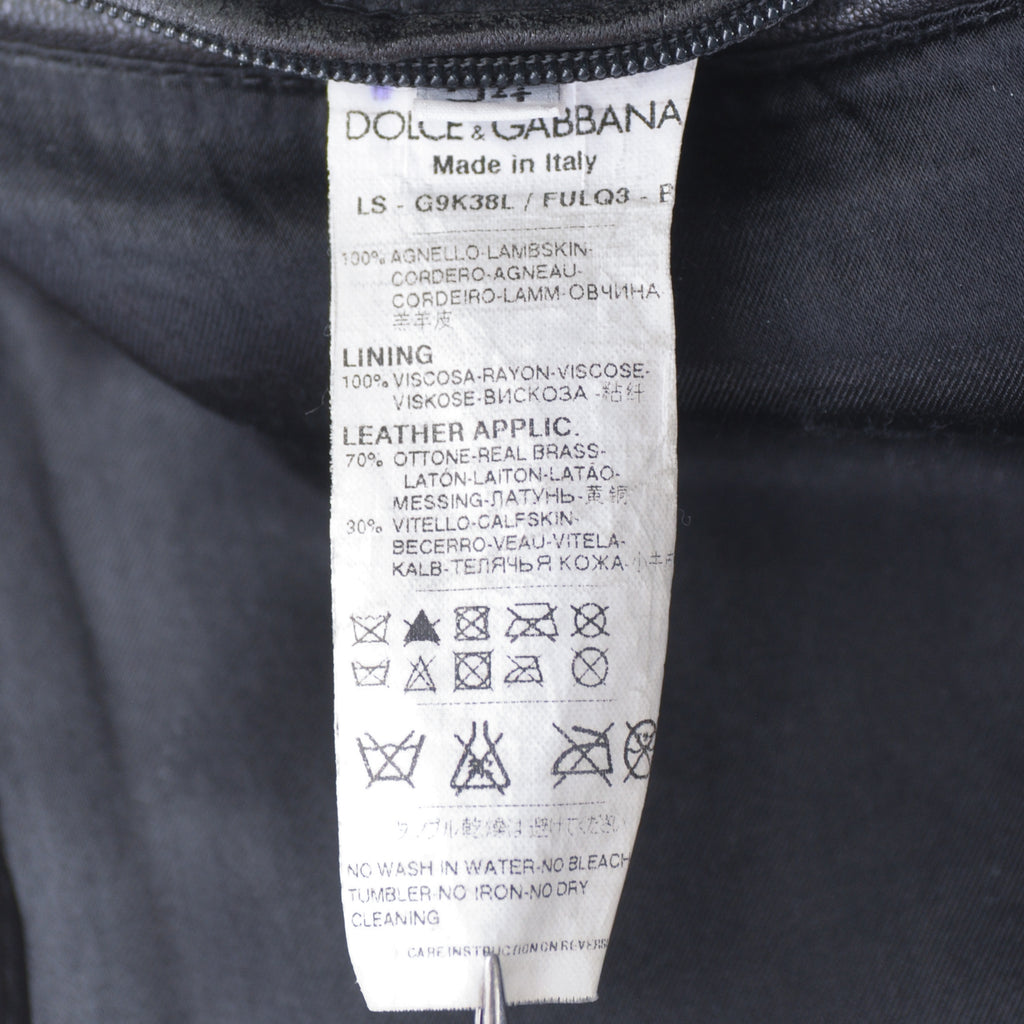 Dolce & Gabbana Black Lambskin Leather Jacket
