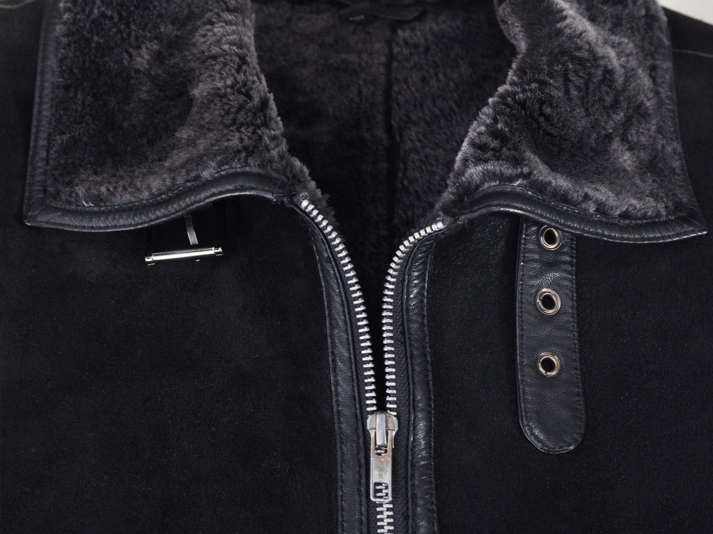 Armani Collezioni Black Shearling Jacket