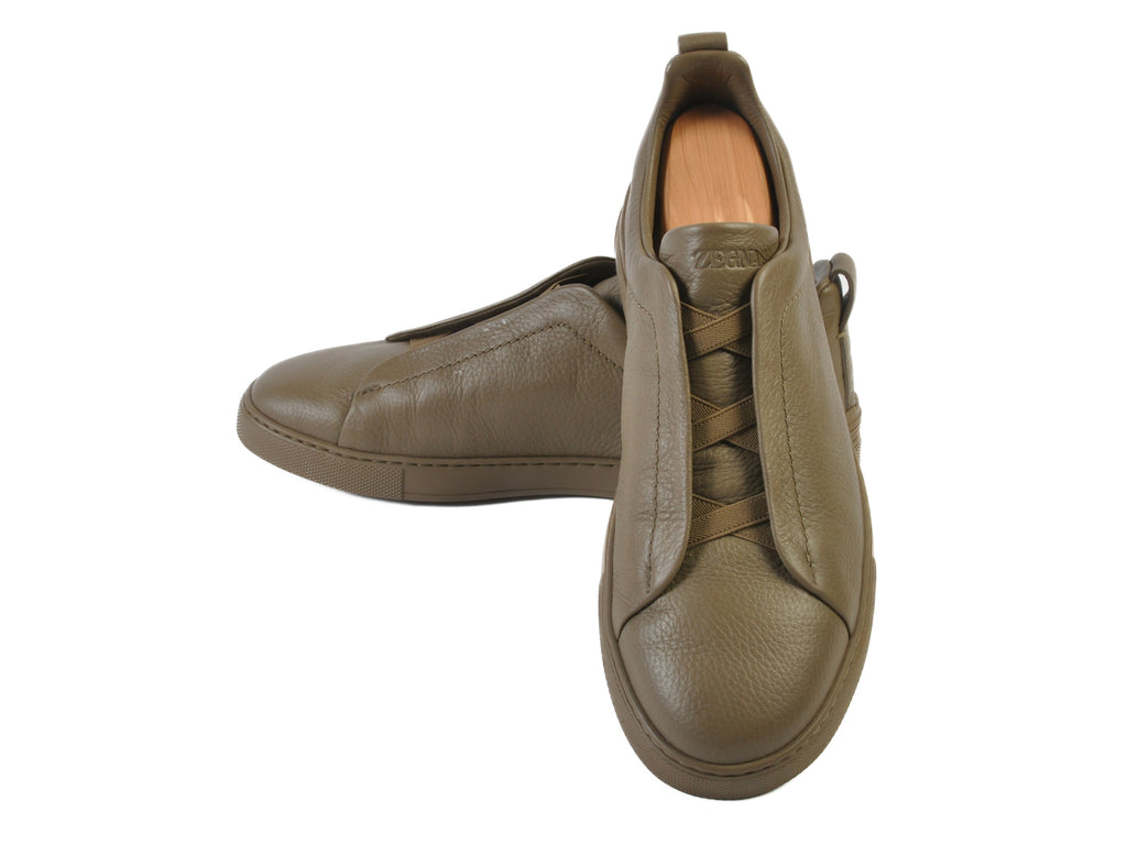 Zegna Brown Triple Stitch Sneakers