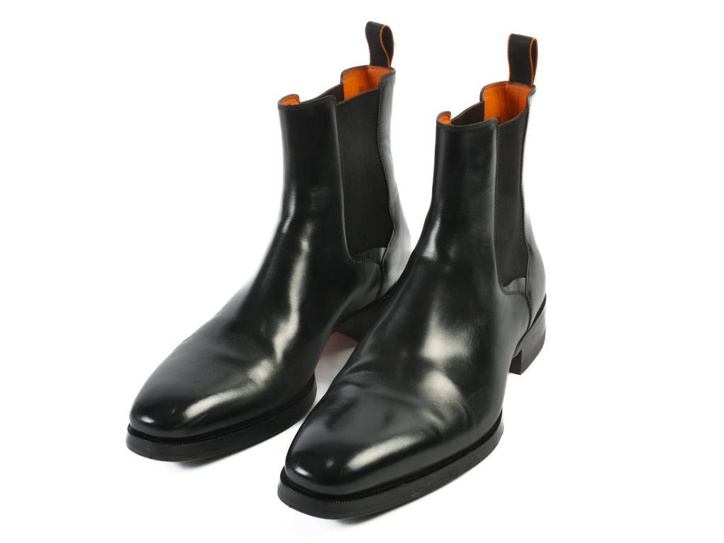 Santoni Black Chelsea Boots