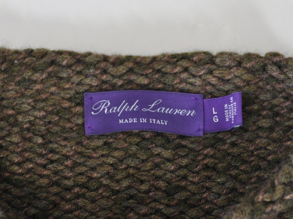Ralph Lauren Purple Label Green Cashmere Fishermans Sweater