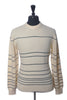 Zegna Beige Striped Silk Linen Cashmere Sweater
