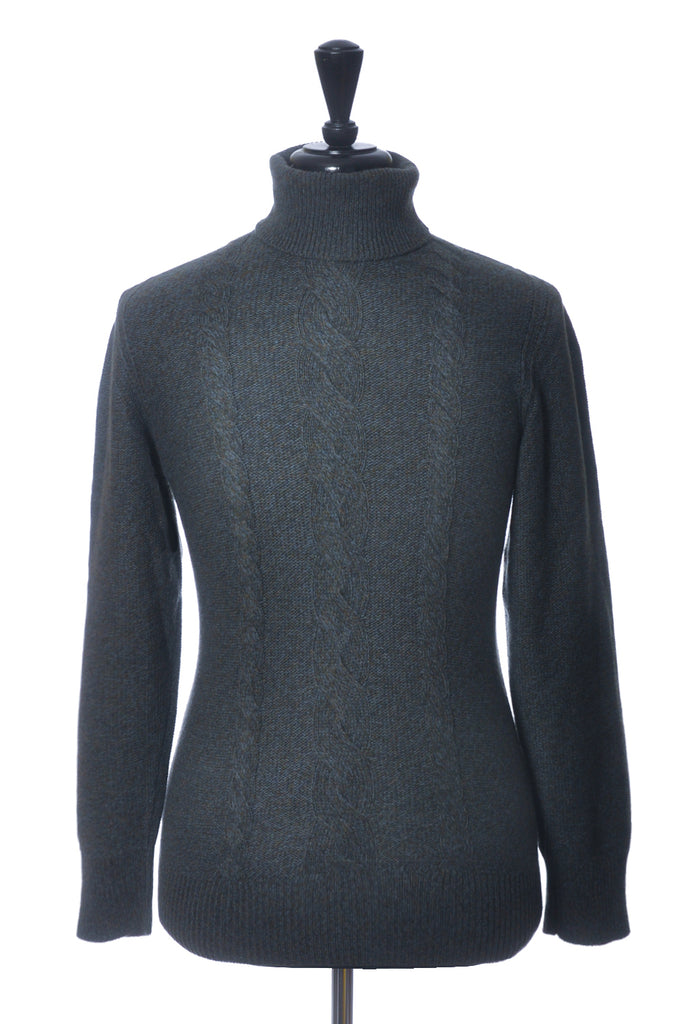 Loro Piana Deep Green Baby Cashmere Roll Neck Sweater