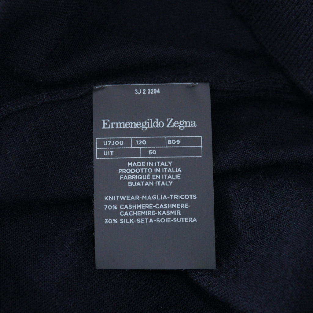 Zegna Deep Navy Blue Casheta Light Roll Neck Sweater