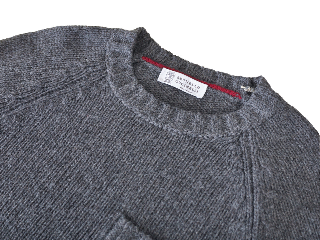 Brunello Cucinelli Grey Yak Alpaca Pocket Sweater