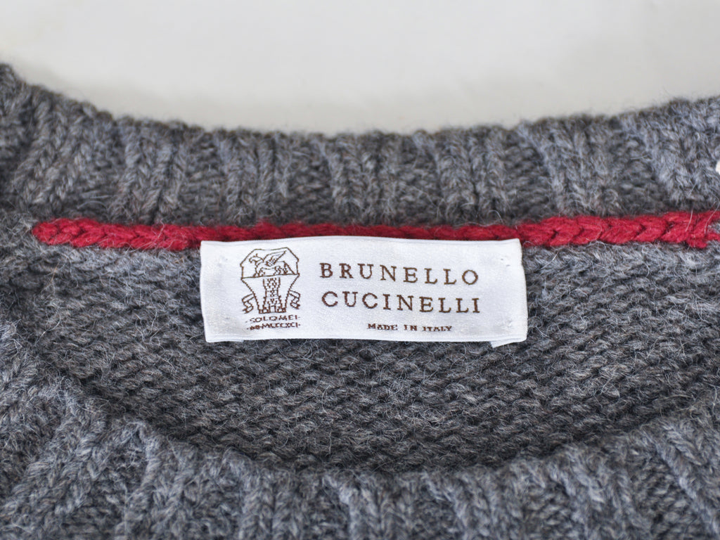 Brunello Cucinelli Grey Yak Alpaca Pocket Sweater