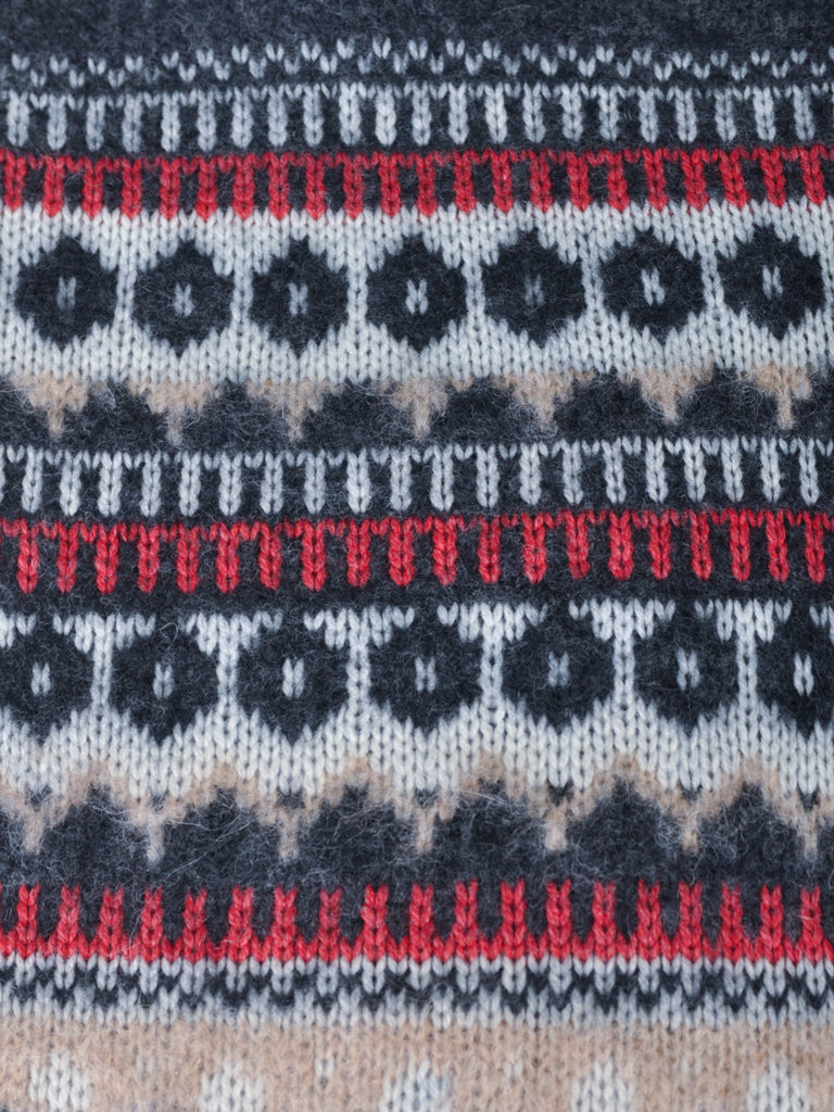 Brunello Cucinelli Grey Nordic Patterned Roll Neck Sweater