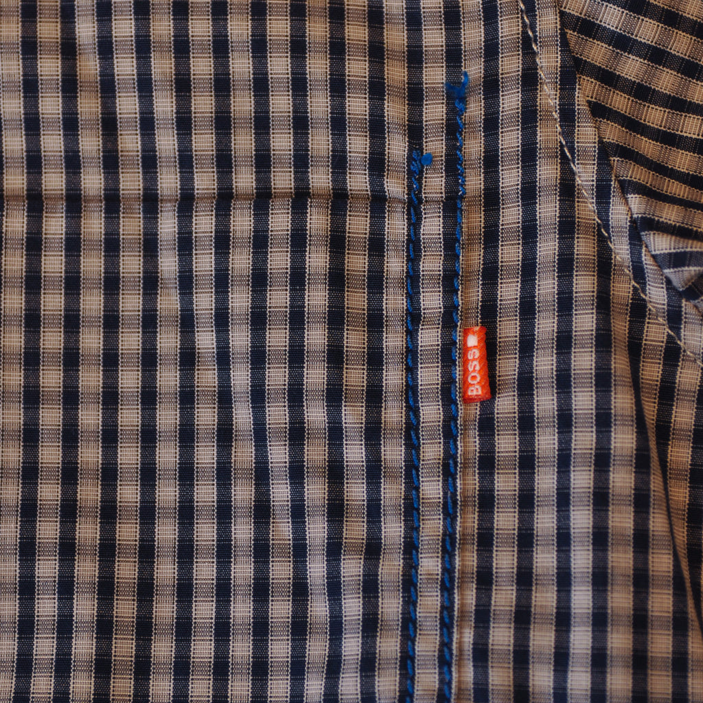 Hugo Boss Navy on Grey Graph Check EsterE Shirt