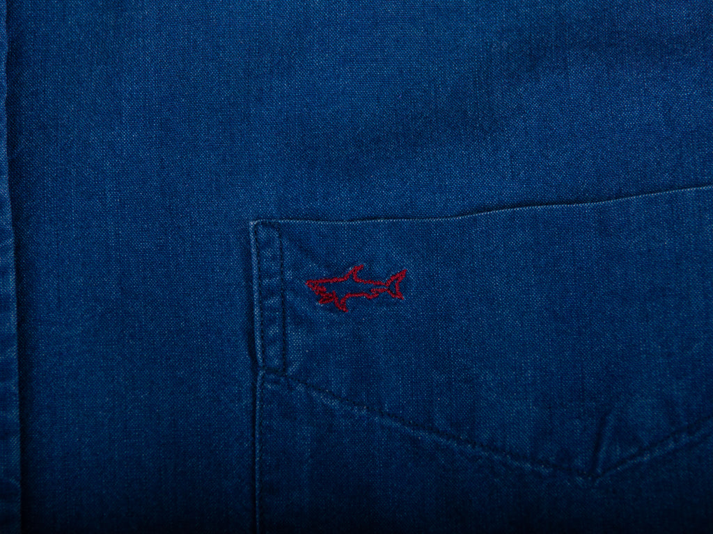 Paul & Shark Yachting Dark Blue Washed Chambray Shirt