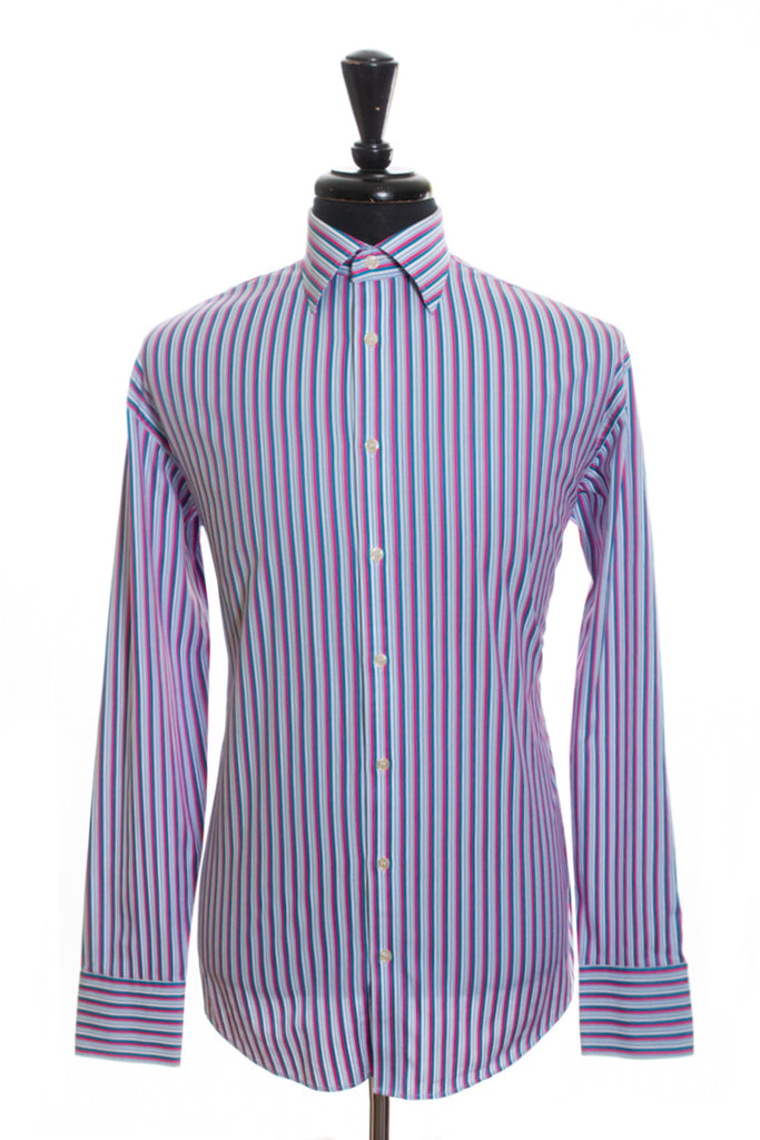 Ted Baker Fuschia Striped Superfine Cotton Shirt