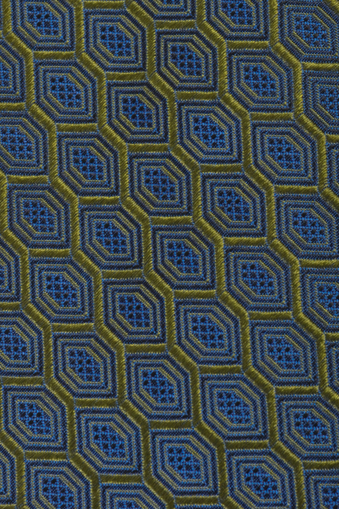 Etro Green on Blue Geometric Tie