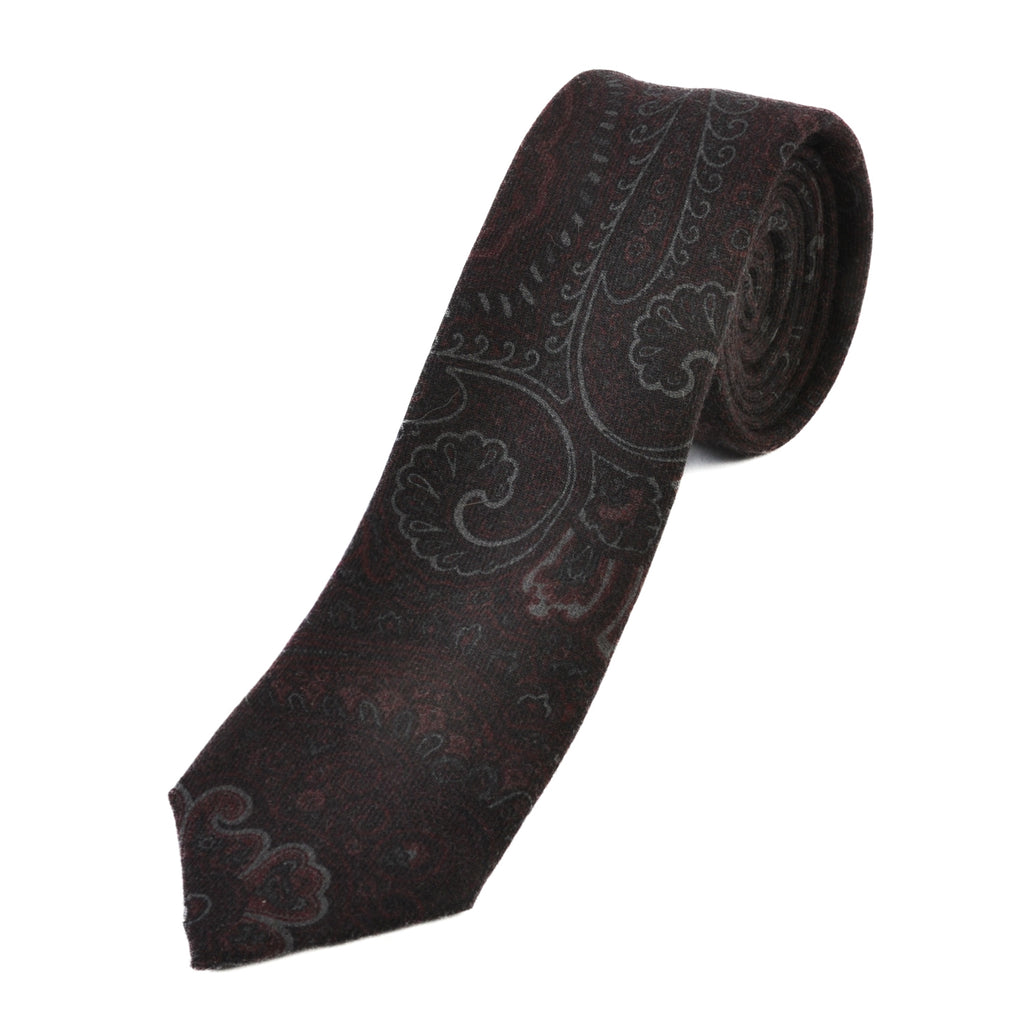 Ermenegildo Zegna Merlot Damask Print Wool Tie