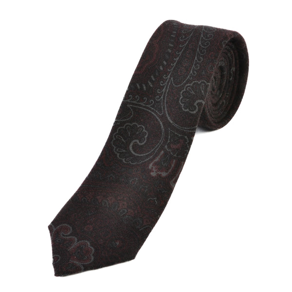 Ermenegildo Zegna Merlot Damask Print Wool Tie
