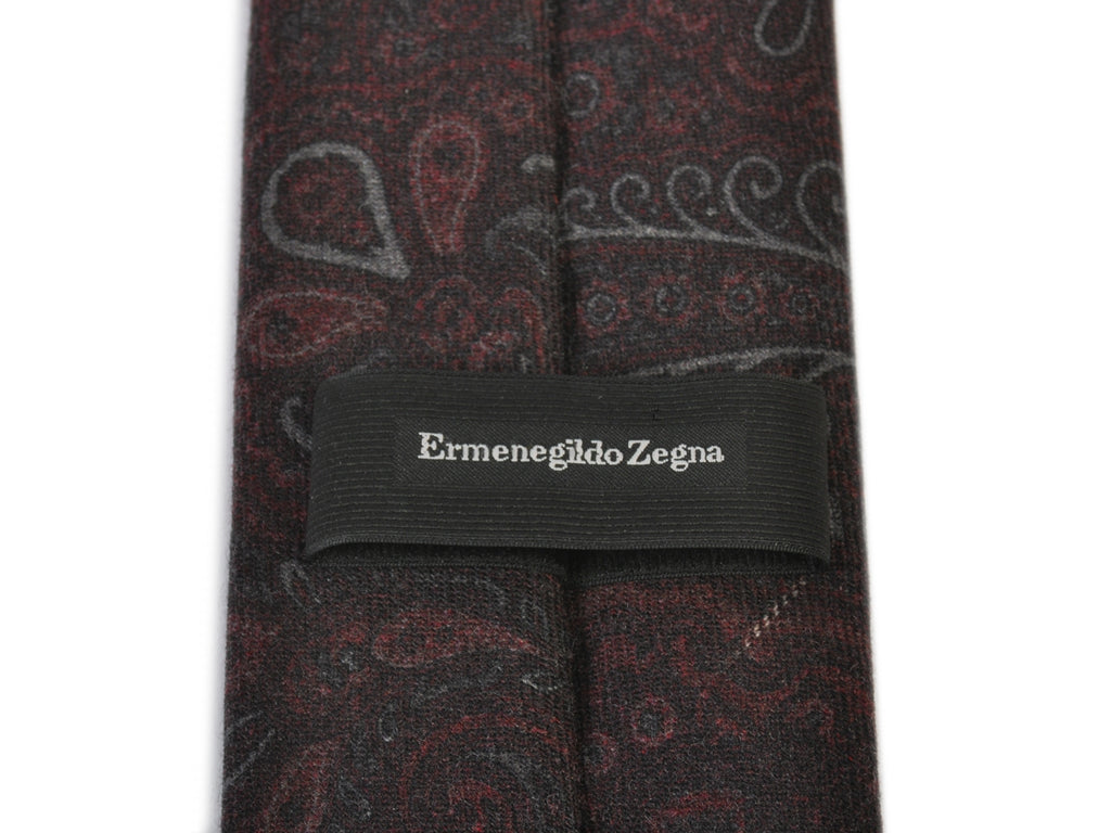 Ermenegildo Zegna Merlot Damask Print Wool Tie