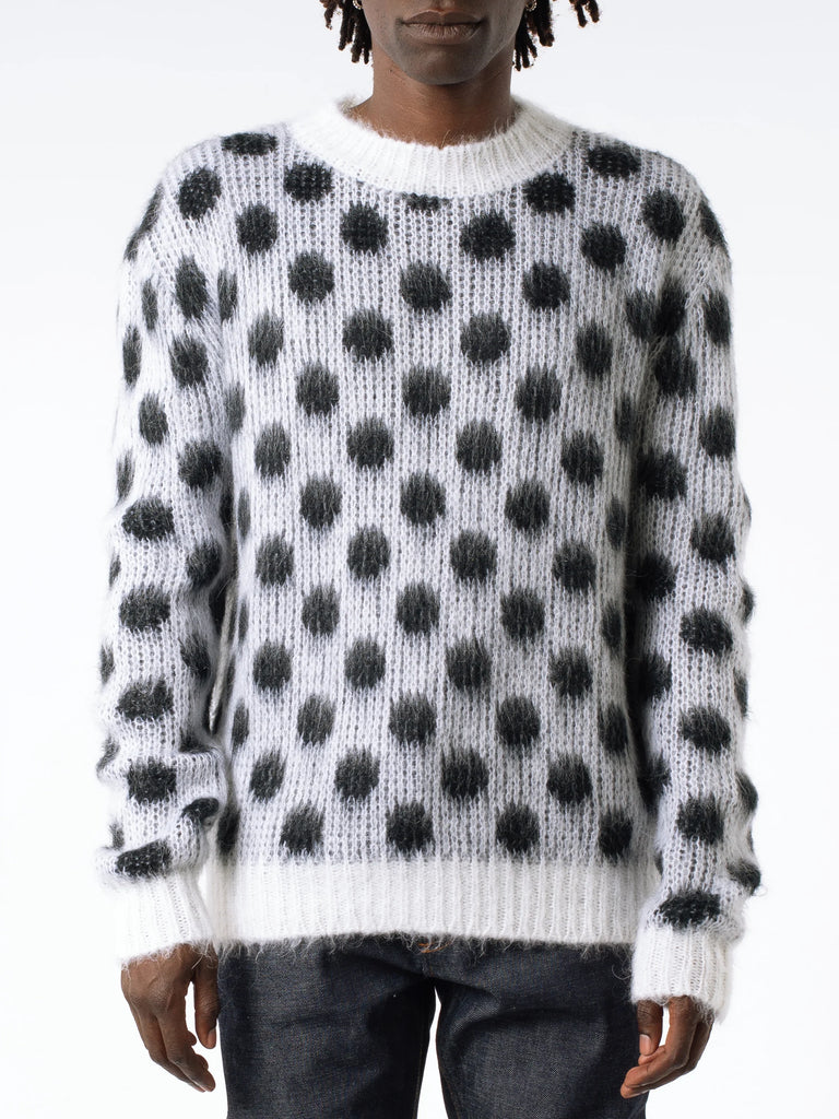 Marni NWOT Black on White Polka Dot Fuzzy Wuzzy Mohair Sweater