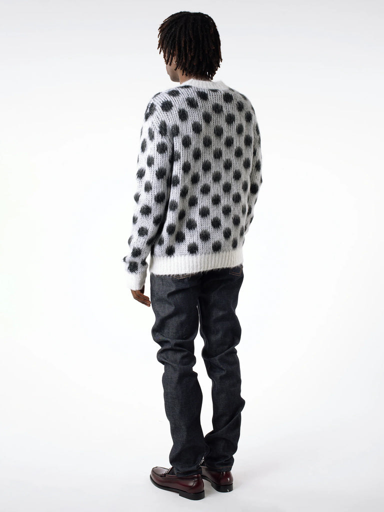 Marni NWOT Black on White Polka Dot Fuzzy Wuzzy Mohair Sweater