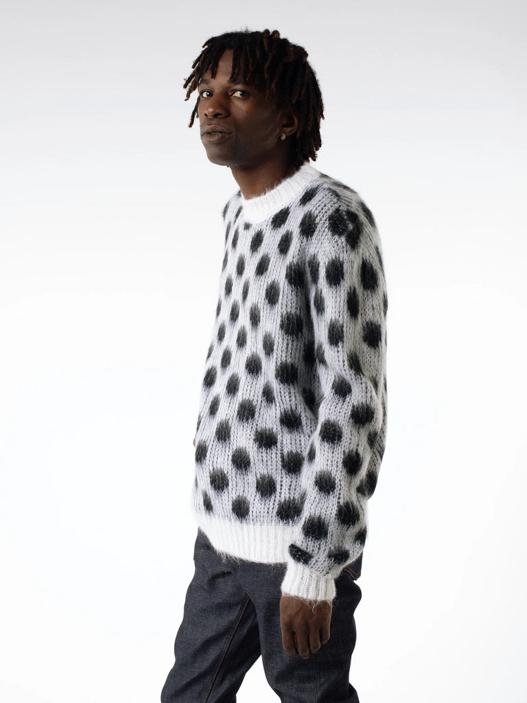 Marni NWOT Black on White Polka Dot Fuzzy Wuzzy Mohair Sweater