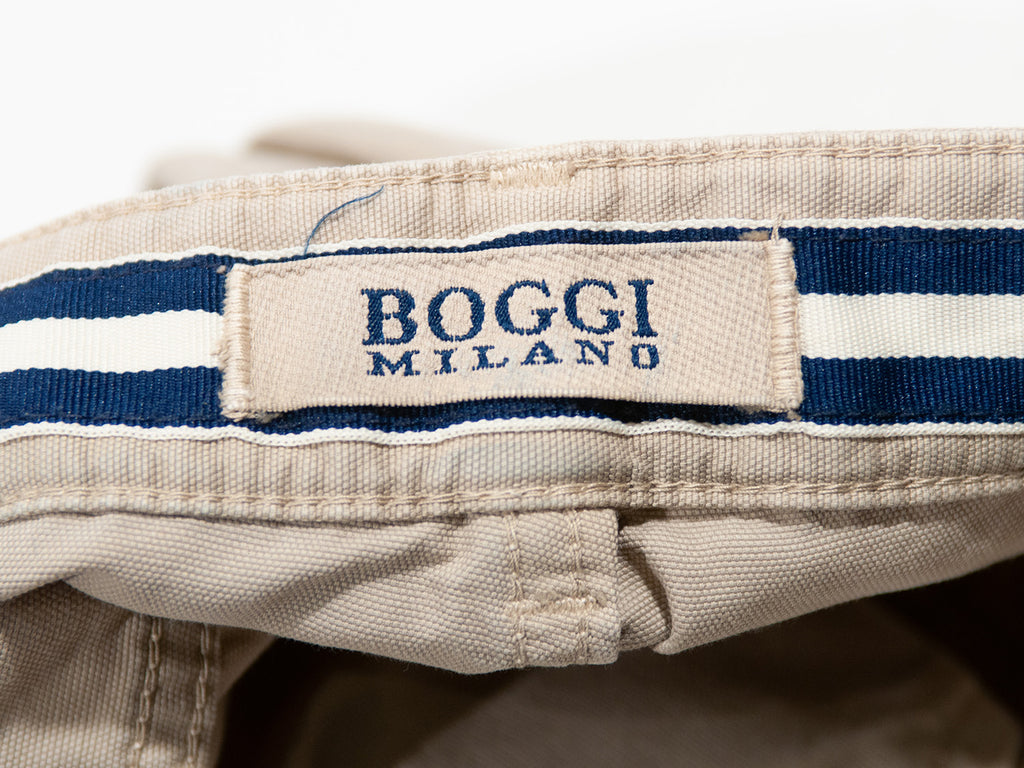 Boggi Milano Beige Garment Washed Cotton Pants