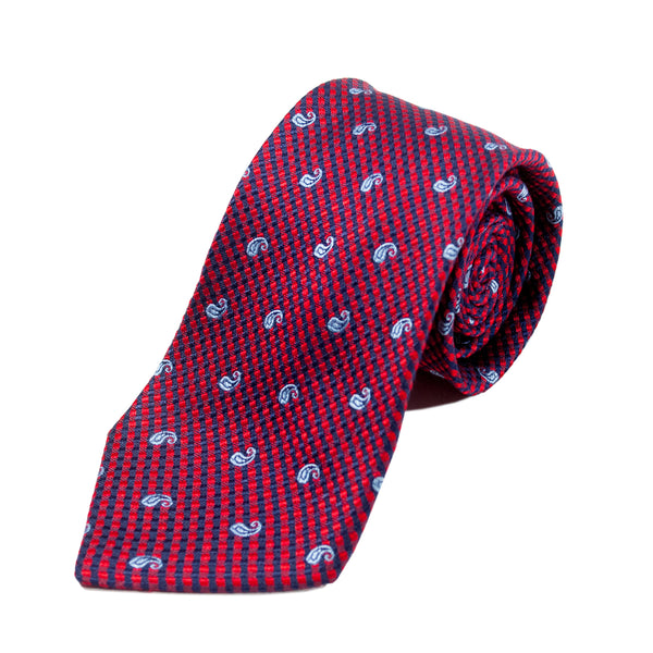 Faconnable Red Paisley Tie at Luxmrkt.ca menswear consignment Edmonton.