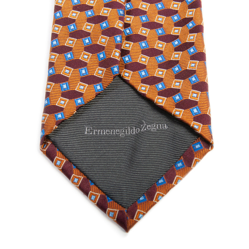 Ermenegildo Zegna Brown Geometric Silk Tie