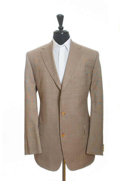Hugo Boss Brown Striped Silk Blend Rossellini Blazer for Luxmrkt.com Menswear Consignment Edmonton