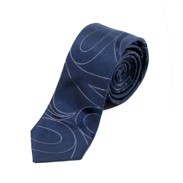 Hugo Boss Skinny Slate Blue Geometric Tie