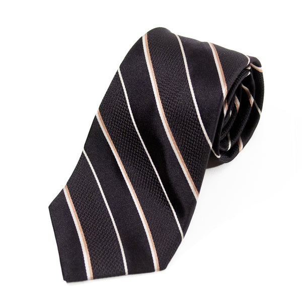 Braemore Black Striped Tie. Luxmrkt.com menswear consignment Edmonton.