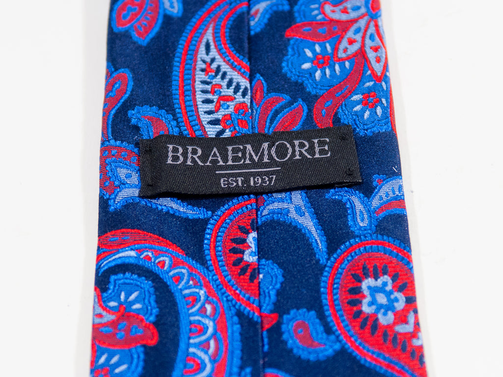Braemore Navy Blue Paisley Tie