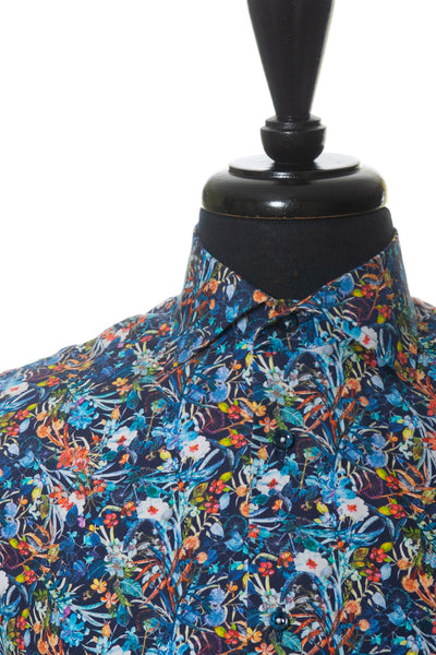 Oscar of Sweden Blue Floral Slim Fit Shirt