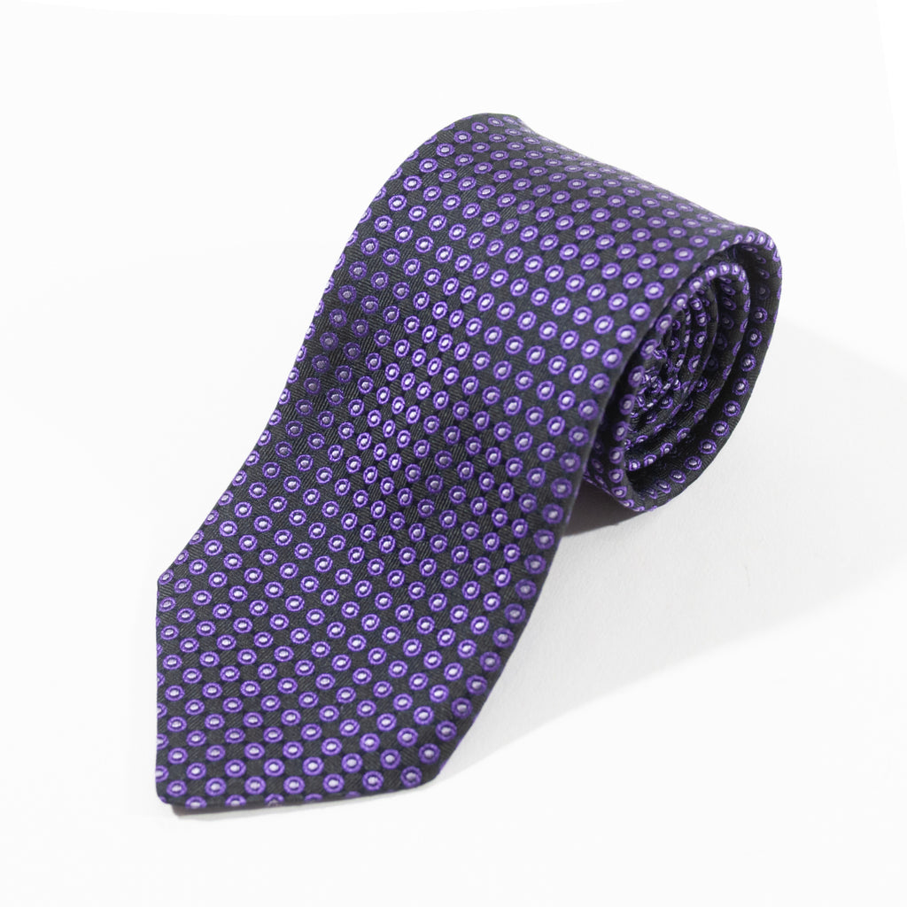 Sam Abouhassan Purple Geometric Italian Silk Tie for Luxmrkt.com Menswear Consignment Edmonton