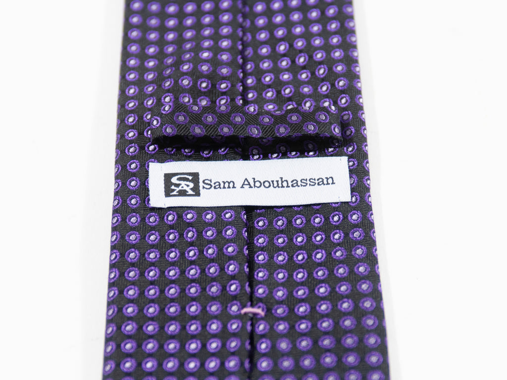 Sam Abouhassan Purple Geometric Italian Silk Tie for Luxmrkt.com Menswear Consignment Edmonton