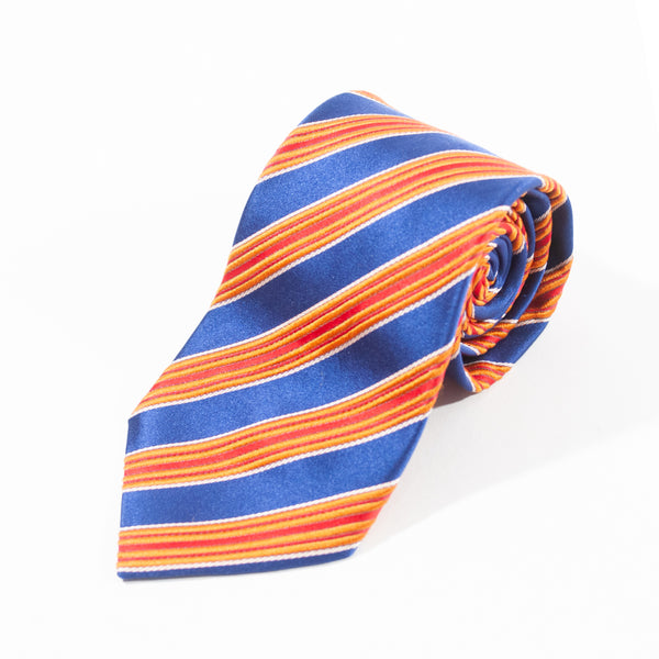 Ermenegildo Zegna Blue Striped Cotton Blend Tie for Luxmrkt.com Menswear Consignment Edmonton