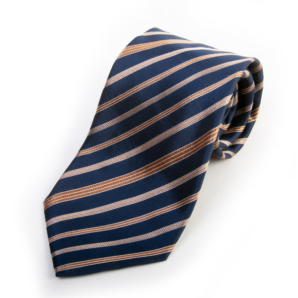 Canali Navy Blue Striped Silk Tie for Luxmrkt.com Menswear Consignment Edmonton